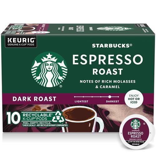 Starbucks K-Cup pods dark roast espresso roast 10 count box